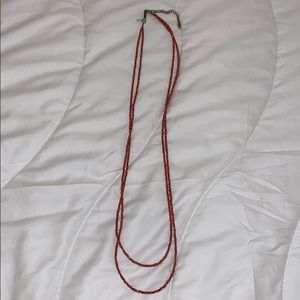 Peach long layered necklace